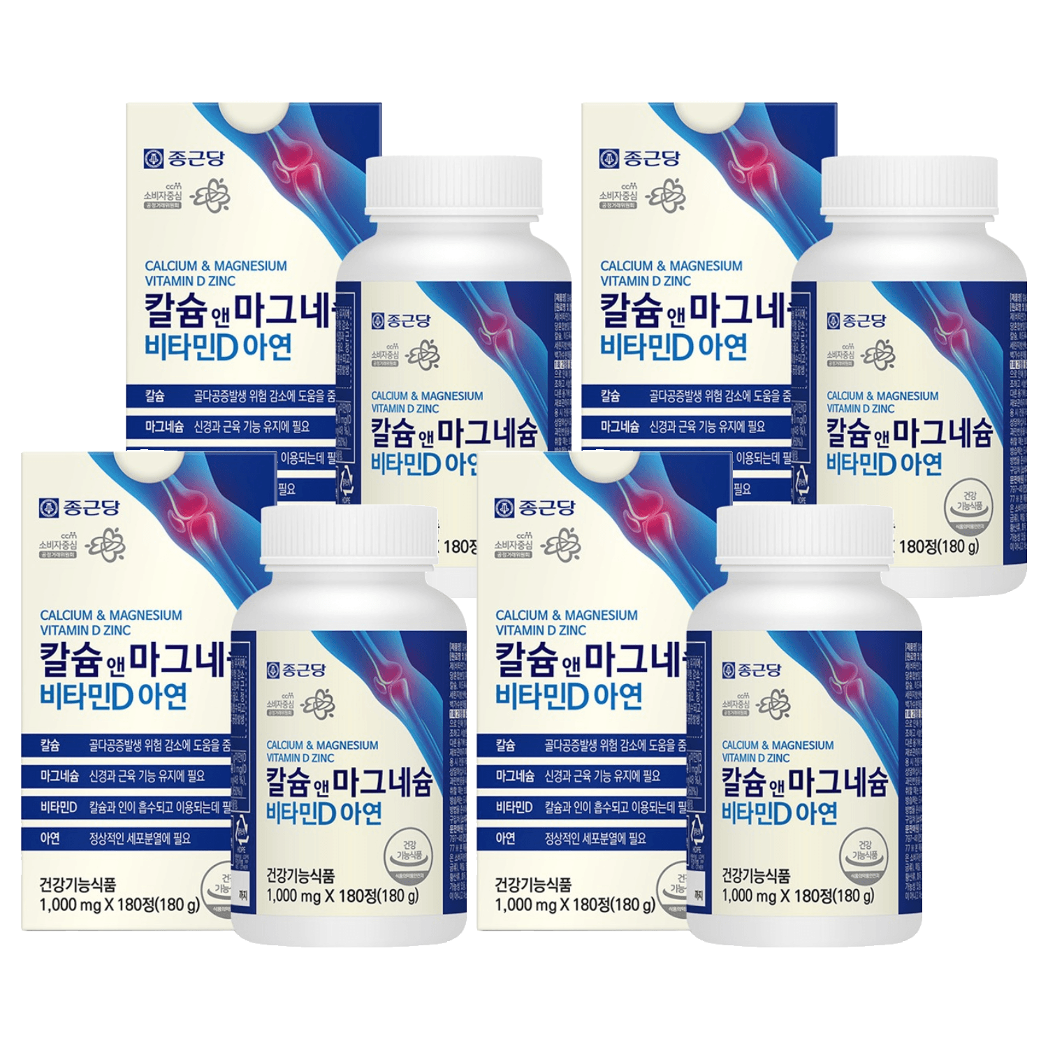 종근당 칼슘 앤 마그네슘 비타민D 아연 180정, 4개