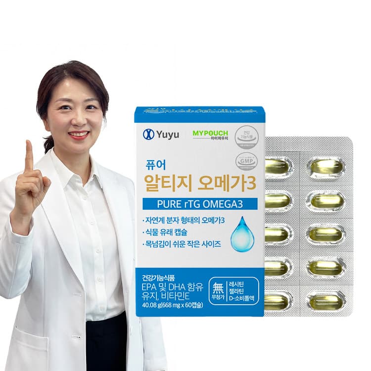 마이파우치 퓨어 알티지 오메가3 668mg x 60캡슐, 4개