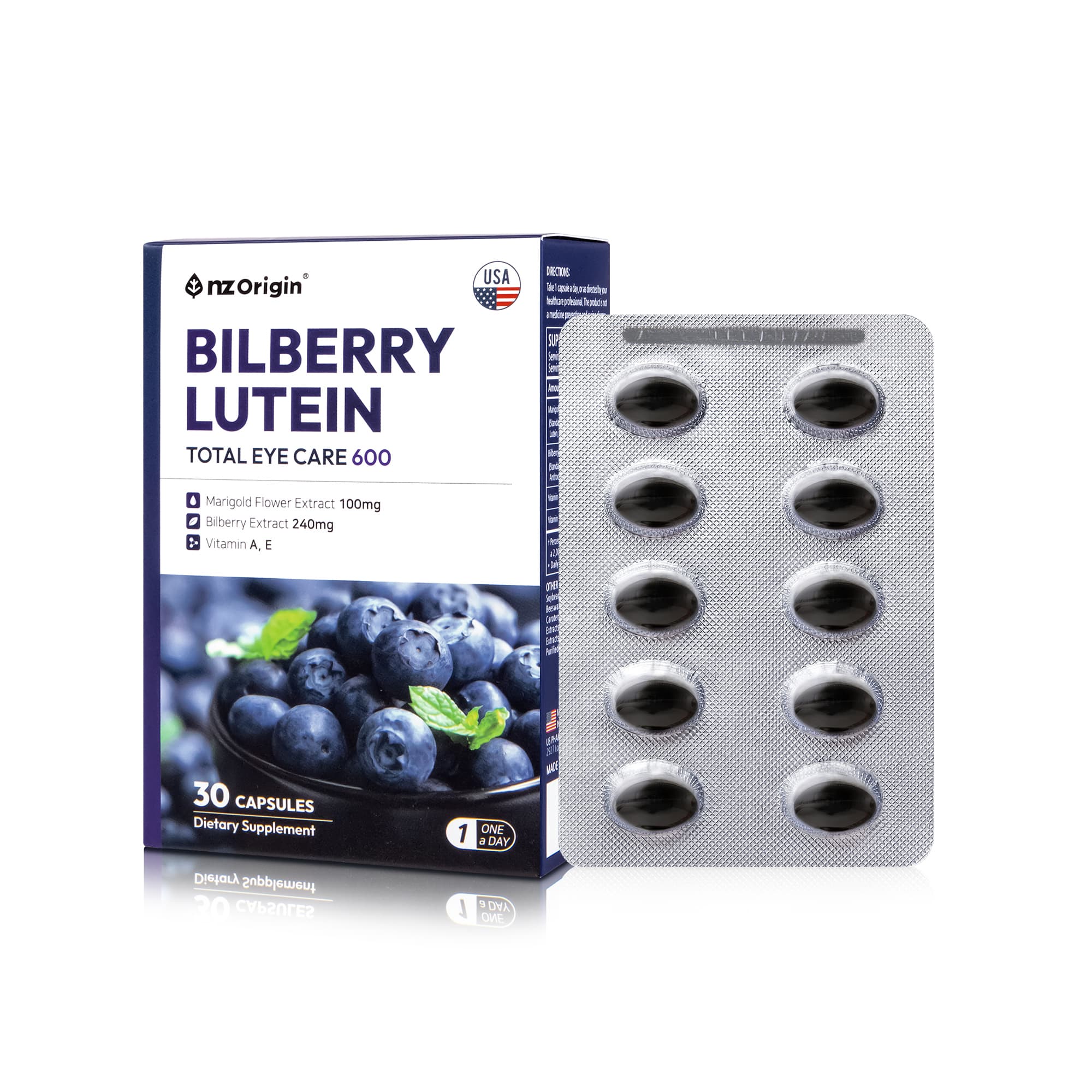 엔젯오리진 빌베리 루테인 토탈 아이케어 1000mg x 30캡슐, 3개