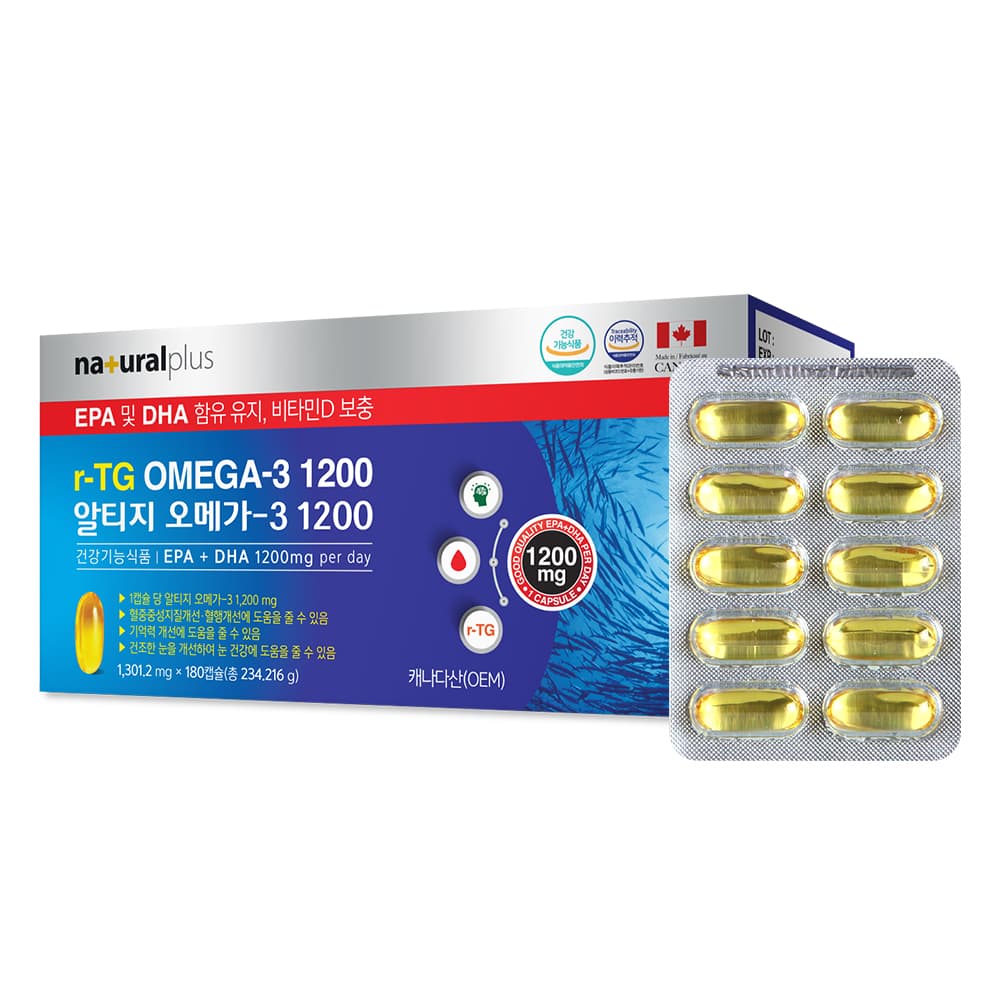 내츄럴플러스 알티지 오메가3 1200 1301.2mg x 180캡슐, 1개