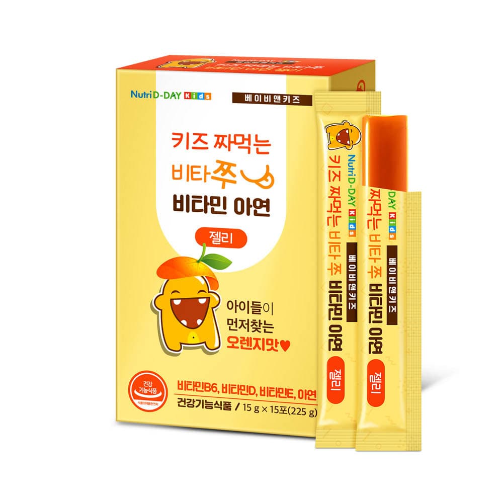 뉴트리디데이 키즈 짜먹는 비타쭈 비타민 아연 젤리 15g x 15포, 3개