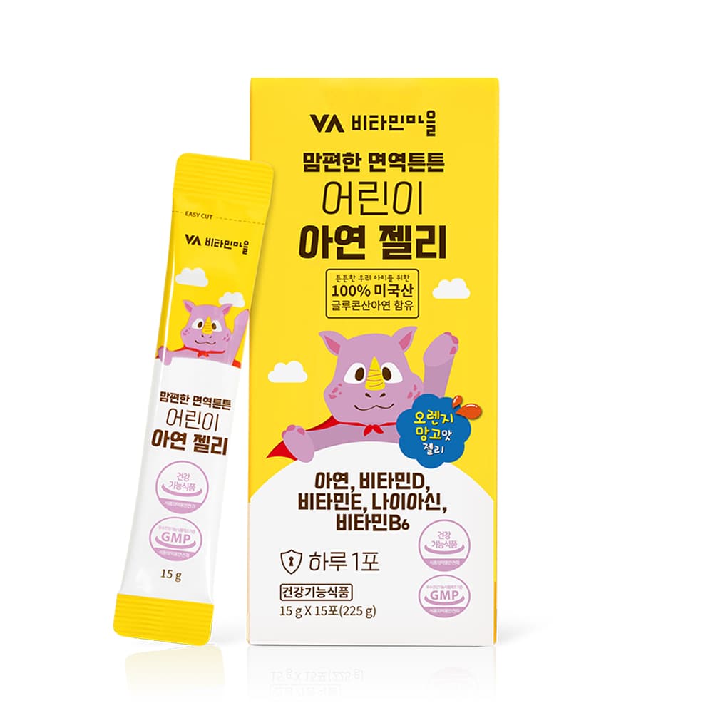비타민마을 맘편한 면역튼튼 어린이 아연젤리 15g x 15포, 3개