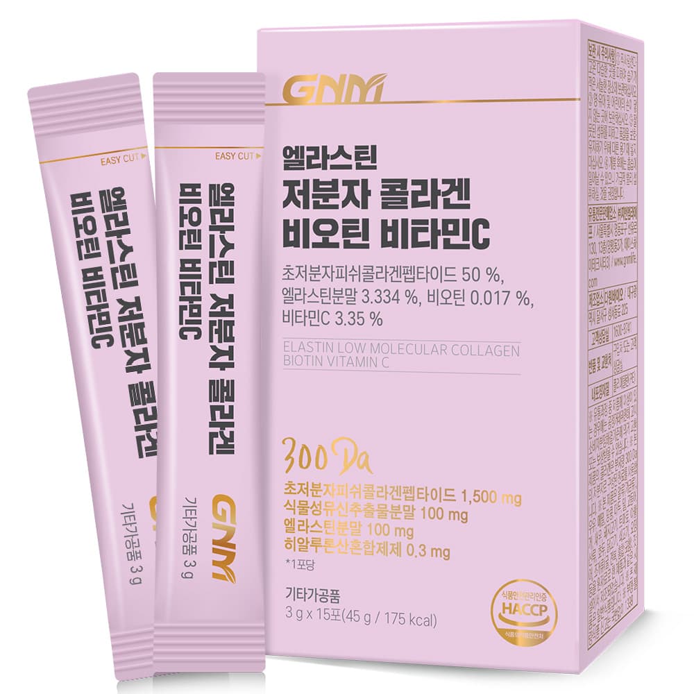 GNM자연의품격 엘라스틴 저분자콜라겐 비오틴 비타민C 3g x 15포, 2개