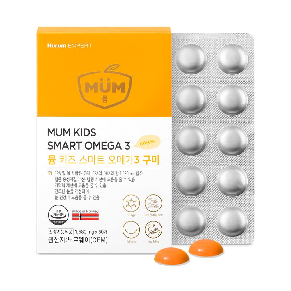 휴럼 뮴 키즈 스마트 오메가3 구미 1680mg x 60구미, 1개