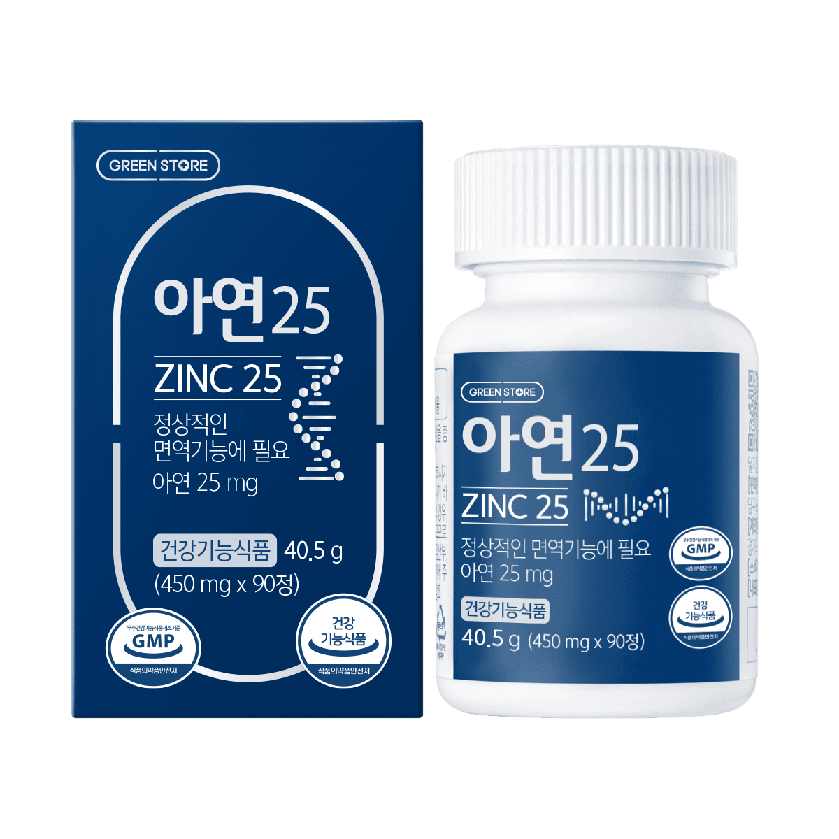 그린스토어 아연 25 450mg x 90정, 1개