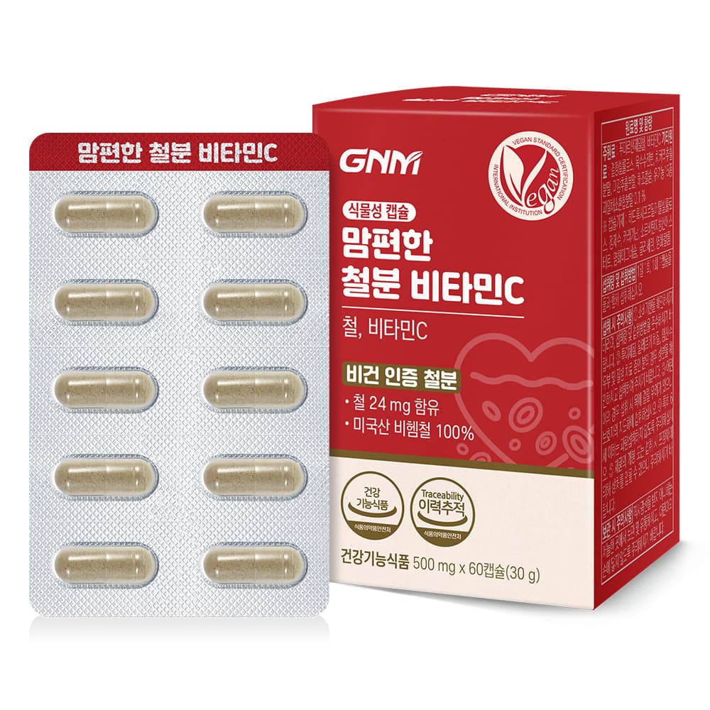 GNM자연의품격 맘편한 철분제 비타민C 500mg x 60캡슐, 1개