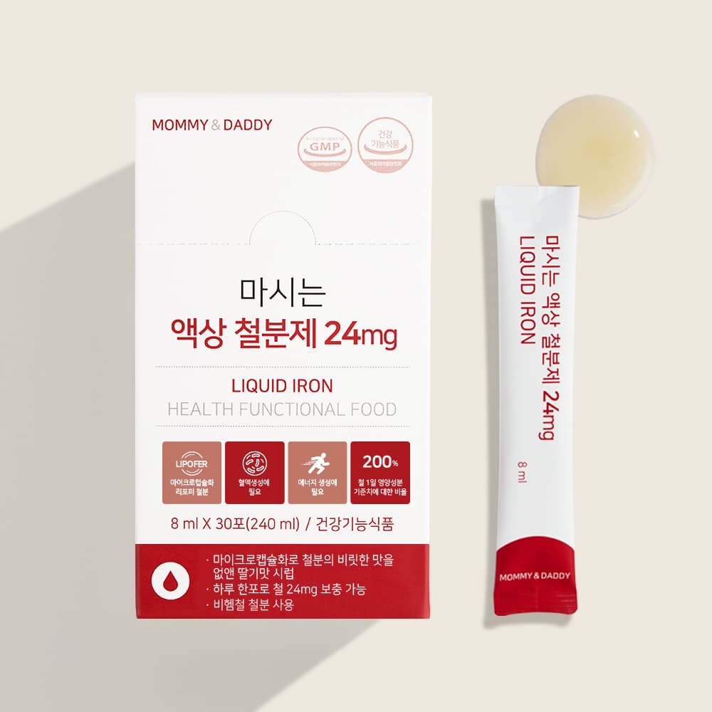 마미앤대디 마시는 액상 철분제 24mg 8ml x 30포, 4개