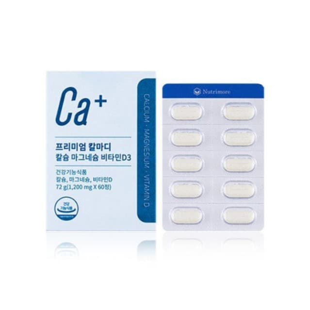 뉴트리모어 프리미엄 칼마디 칼슘 마그네슘 비타민D3 1200mg x 60정, 4개