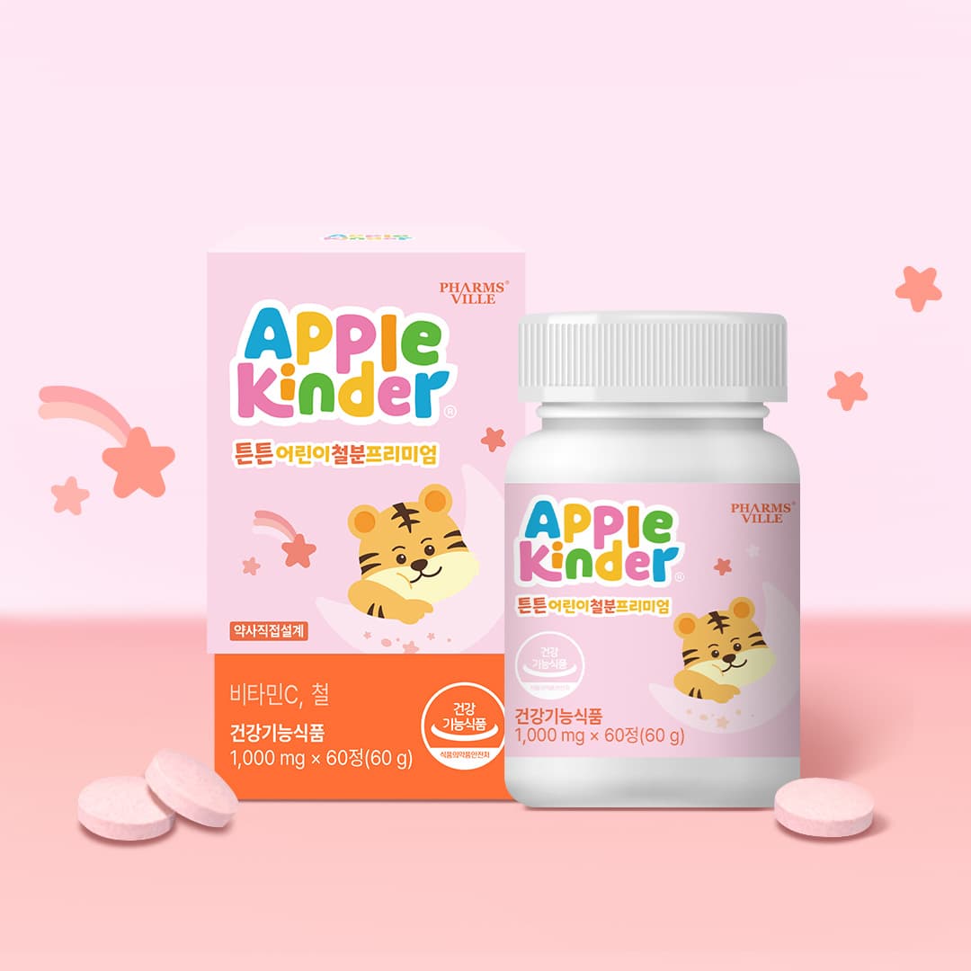 애플킨더 튼튼 철분 프리미엄 1000mg x 60캡슐, 3개