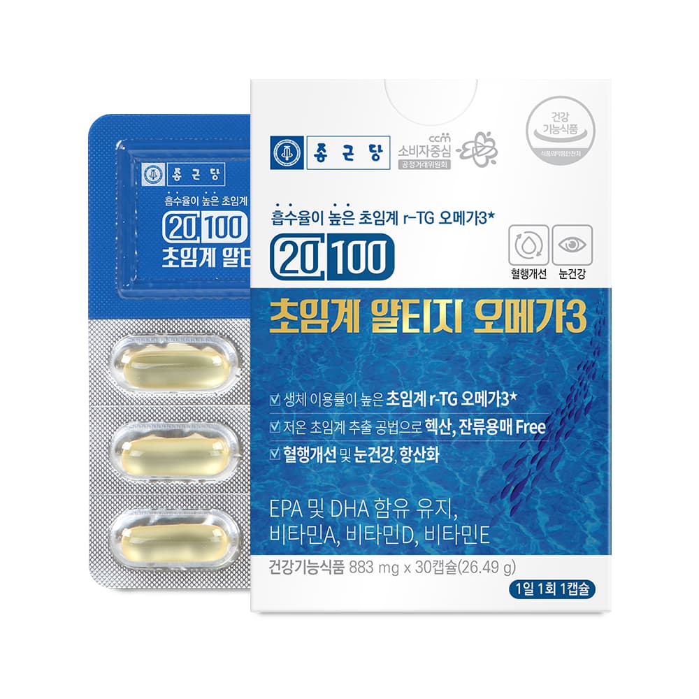 종근당 20100 초임계 알티지 오메가3 833mg x 30캡슐, 6개