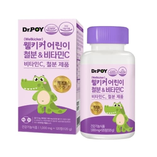 닥터포이 웰키커 어린이 철분 &amp; 비타민C 1000mg x 120정, 1개