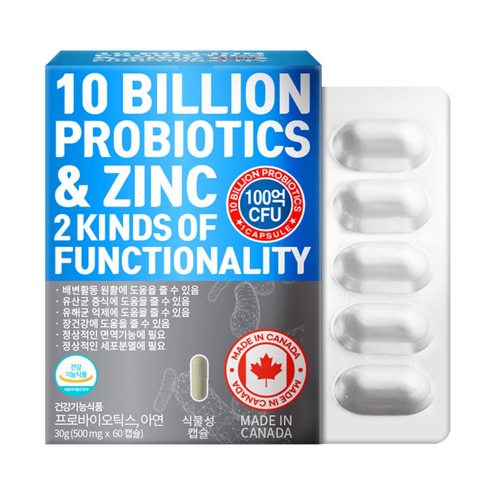 순수식품 17종 100억 프로바이오틱스 아연 500mg x 60캡슐, 2개