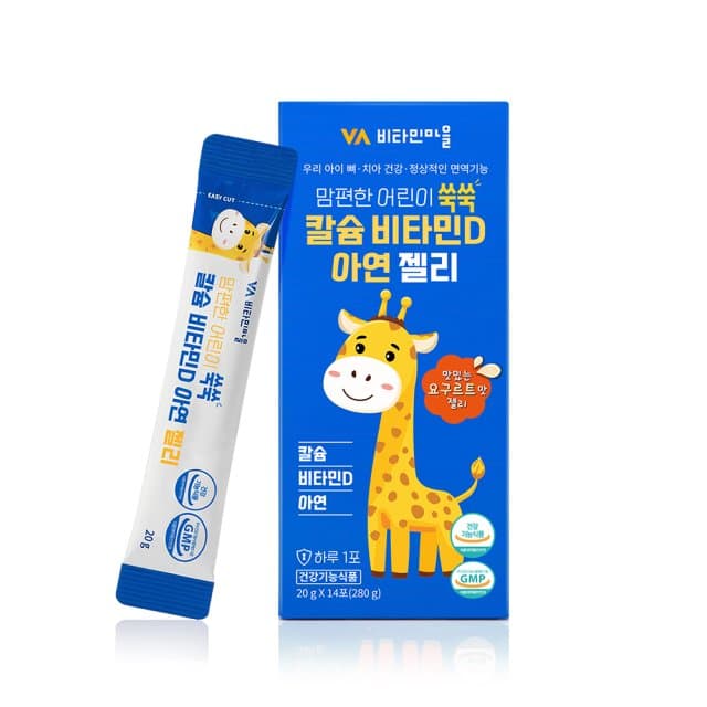 비타민마을 맘편한 어린이 쑥쑥 칼슘 비타민D 아연 젤리 20g x 14포, 3개