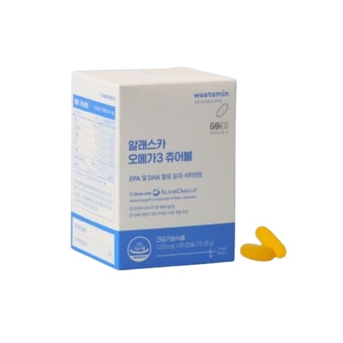 위타민 알래스카 오메가3 츄어블 1256mg x 60캡슐, 1개