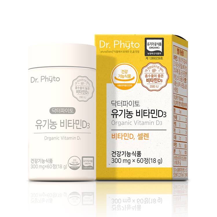 닥터파이토 유기농 비타민D3 300mg x 60정, 3개