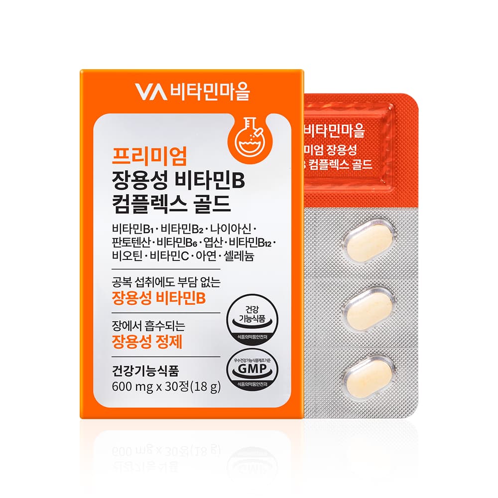 비타민마을 프리미엄 장용성 비타민B 컴플렉스 골드 600mg x 30정, 6개
