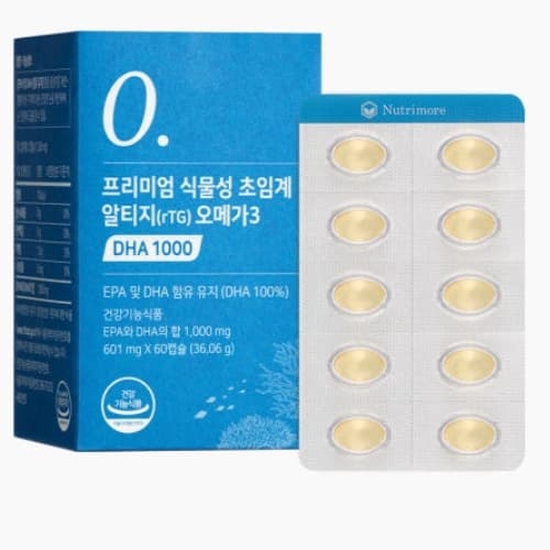 뉴트리모어 프리미엄 식물성 초임계 알티지 오메가3 DHA 1000 601mg x 60캡슐, 1개