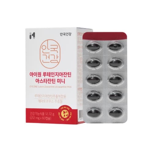 안국건강 아이원 루테인지아잔틴 아스타잔틴 미니 212mg x 60캡슐, 4개