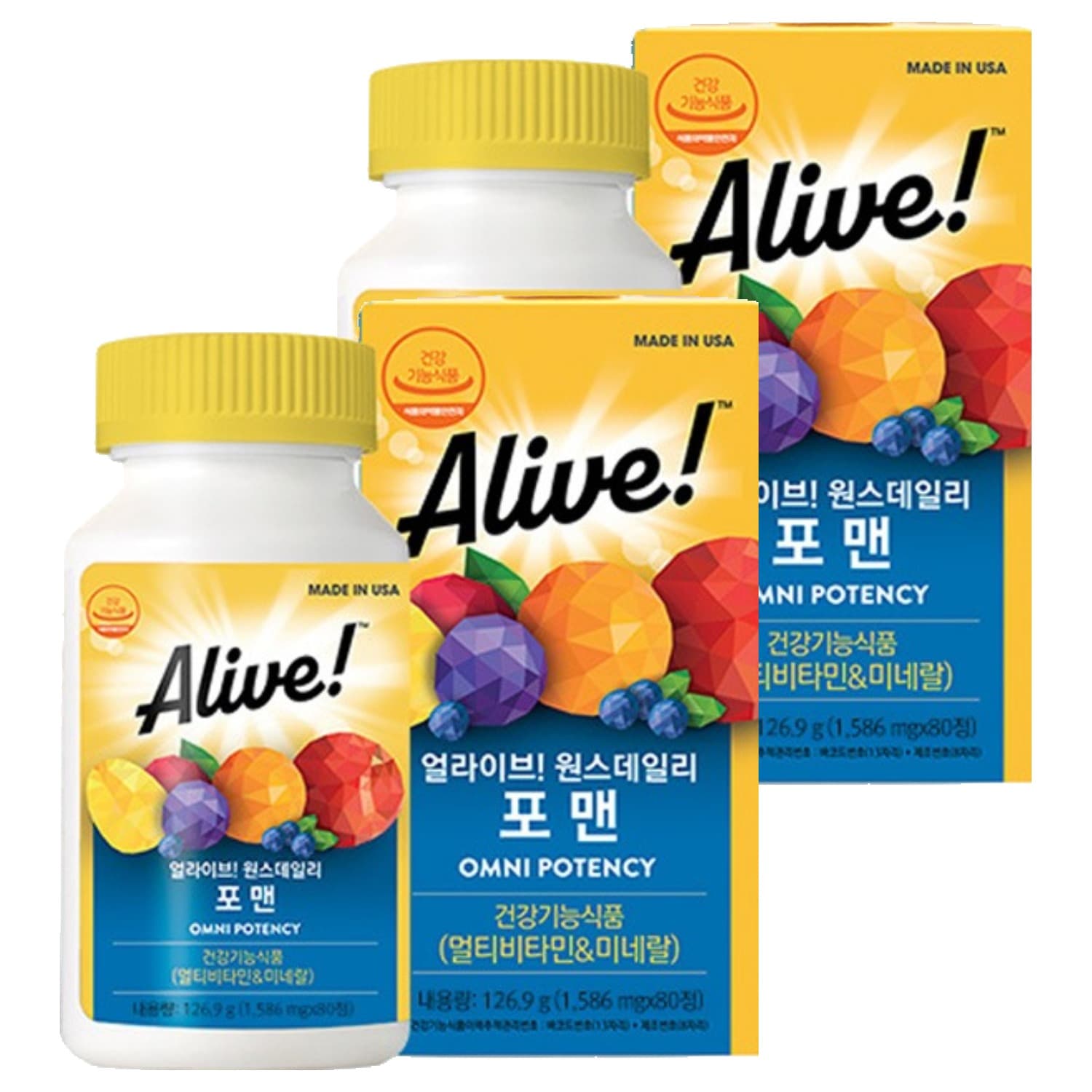 얼라이브 원스데일리 포 맨 멀티비타민 80정  2개  남성용 종합영양제