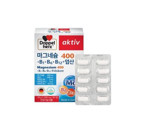 도펠헤르츠 마그네슘 400+B1+B6+B12+엽산 1,298mg x 30정, 1개