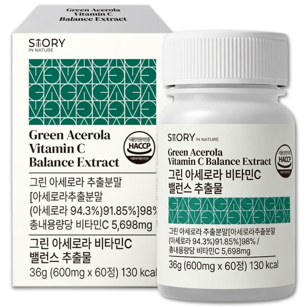 자연속의이야기 그린 아세로라 비타민C 밸런스 추출물 600mg x 60정, 6개