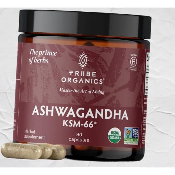 트라이브 오가닉스 아슈와간다 KSM 66 순수 유기농 뿌리 파우더 추출물 아유르베다 기분 지원 에너지 강도