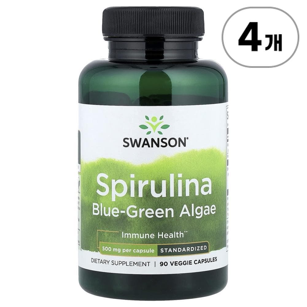 스완슨 스피루리나 청록조류 Swanson Spirulina Blue-Green Algae 90정  4개