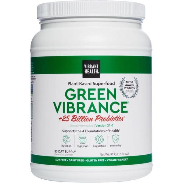 스피룰리나 활기찬 그린 바이브런스 65가지 식물성 슈퍼푸드 250억 개 프로바이오틱스 섬유질 적응제 효소 83인분(FFP) 포함  1개  913g