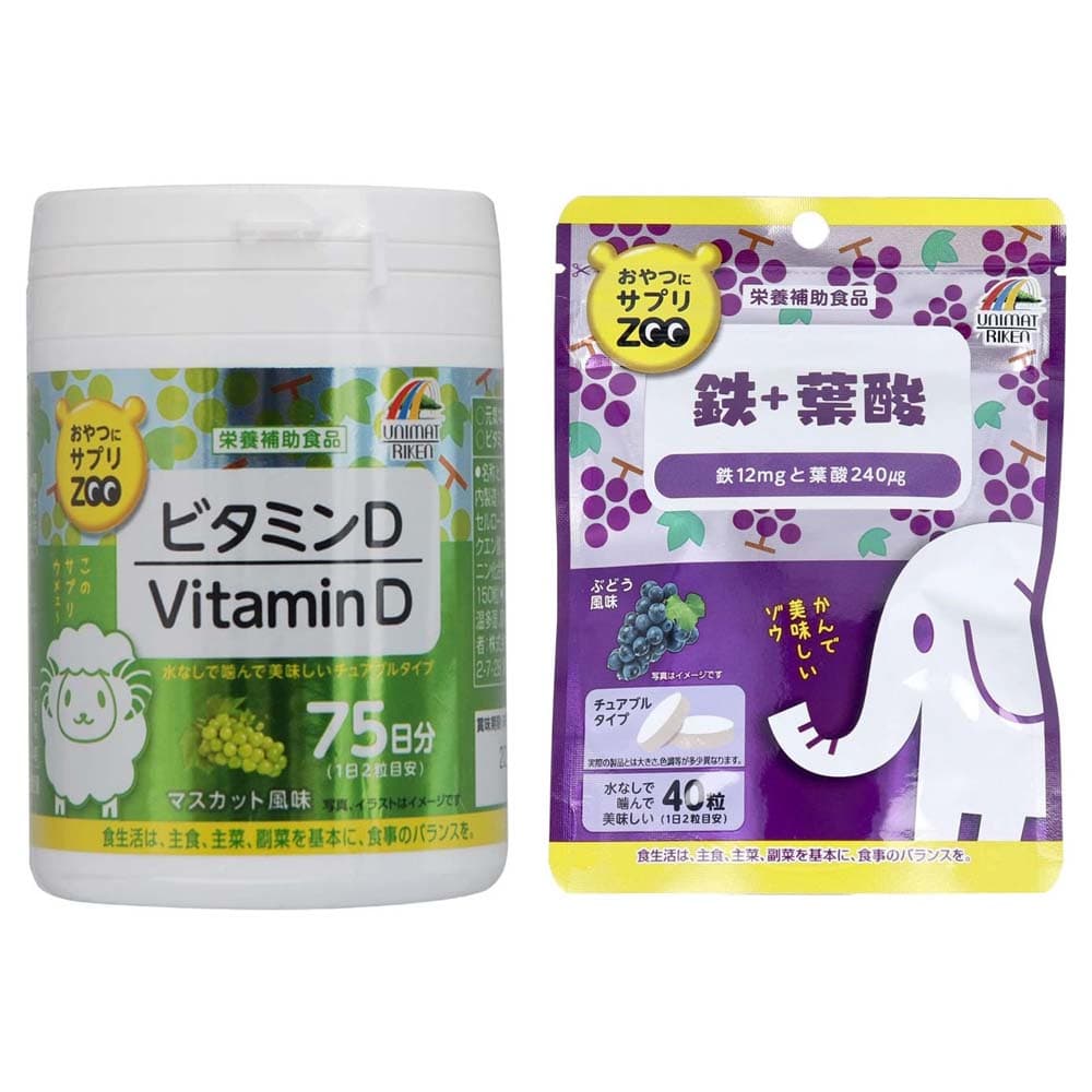 유니마트 철 12mg 엽산 240ug 포도 맛 + 비타민D 머스캣 맛 츄어블 타블렛  190정  1세트