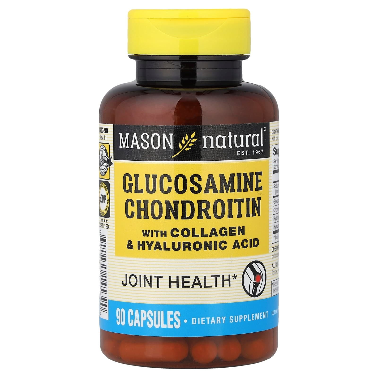 Mason Natural Glucosamine Chondroitin with Collagen &amp; Hyaluronic Acid 90 Capsules  Mason Natural  Gl