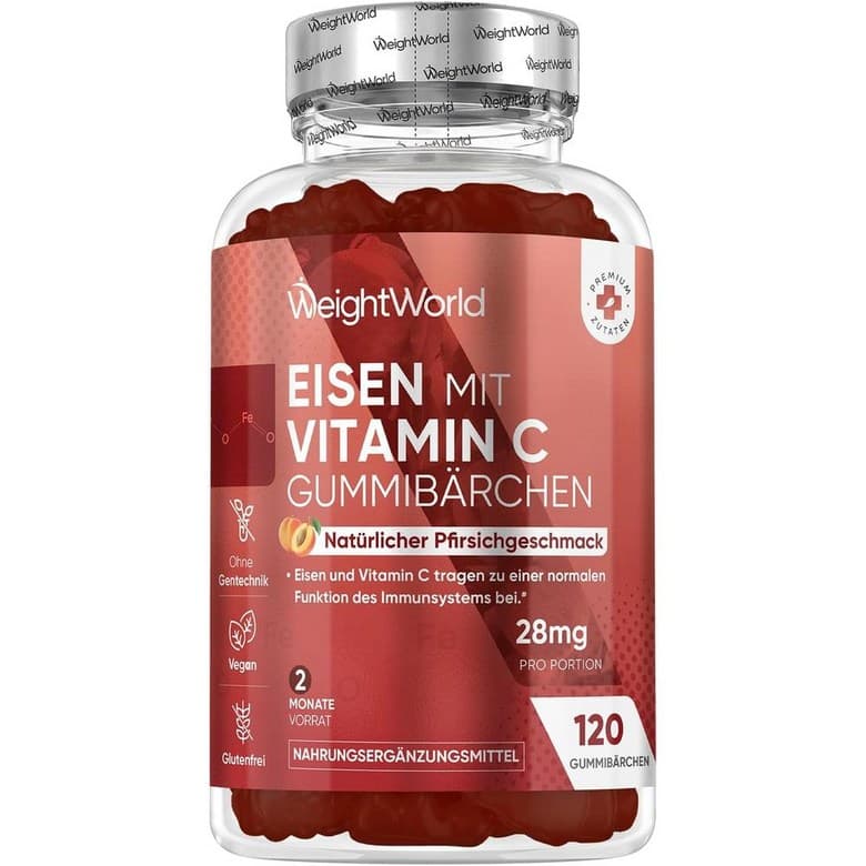 독일 웨이트월드 WeightWorld Iron &amp; Vitamin C Gummy Bears 철분 28mg &amp; 비타민C 구미  120정  5개