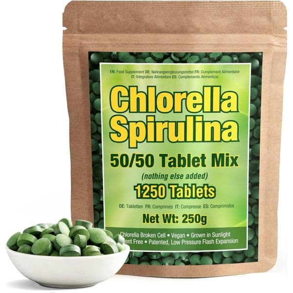 프리미엄 클로렐라 스피루리나 1250 테블릿 4개월 공급 비건 오가닉 캡슐 고단백 철 아연 클로로필  1개  1250정