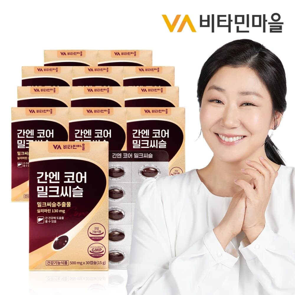 비타민마을 간엔 코어 밀크씨슬 간건강 실리마린 12박스 총360캡슐 12개월분  30정