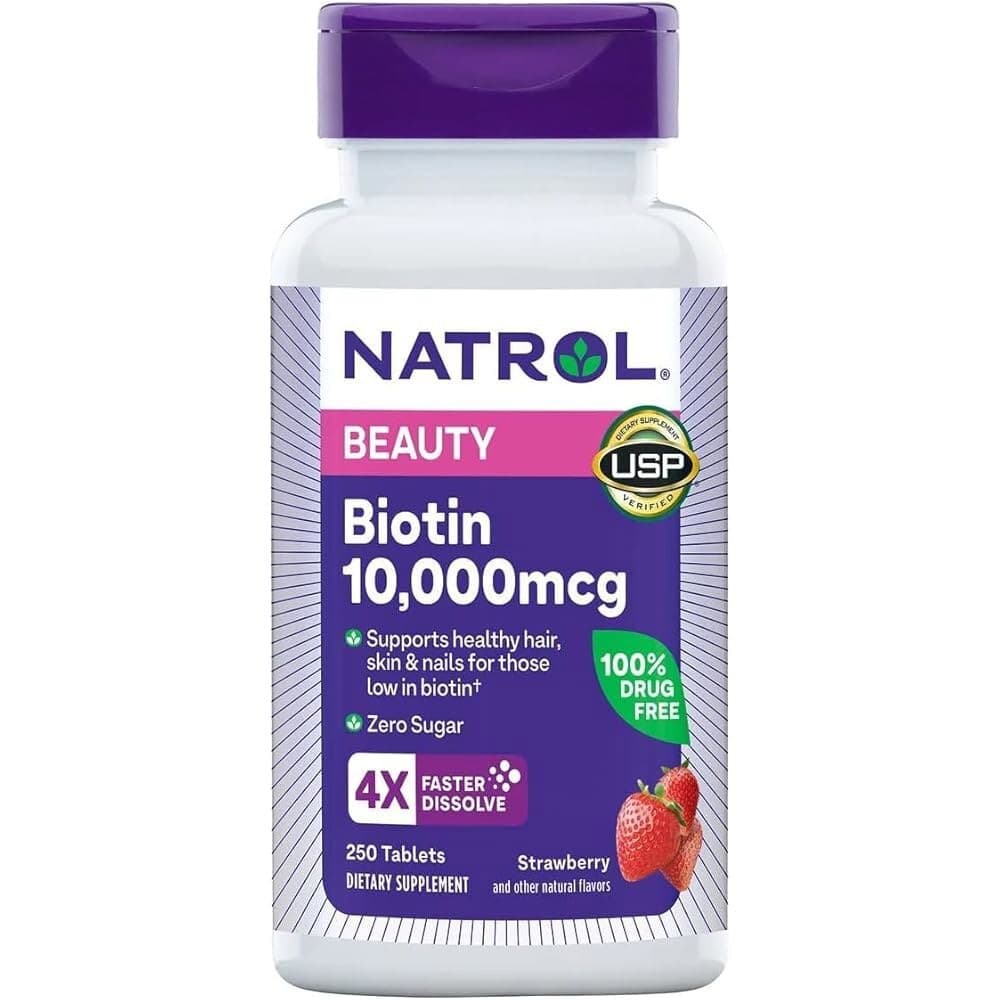 Natrol Biotin Beauty 5 000mcg 250 고속 용해 태블릿  1개  250정