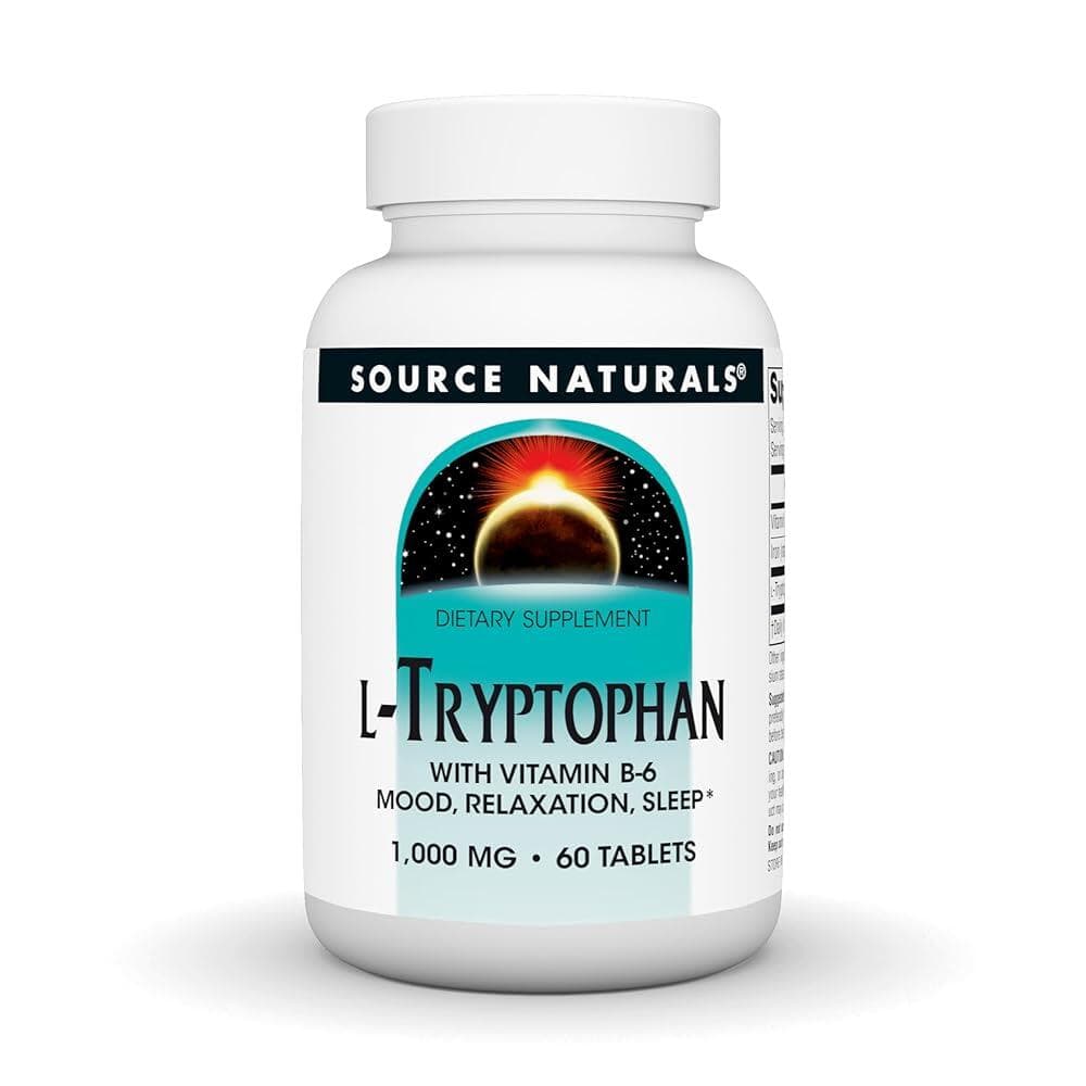 Source Naturals 소스내추럴스 L-트립토판 비타민B-6 1000mg 60 태블릿 건강유지 영양제  1개