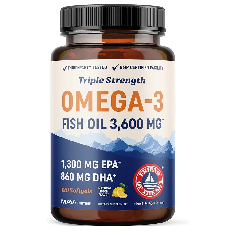 MAV NUTRITION 트리플 스트렝스 피쉬오일 rTG EPA DHA 오메가3 보충제 소프트젤 120정  성인남녀  1개