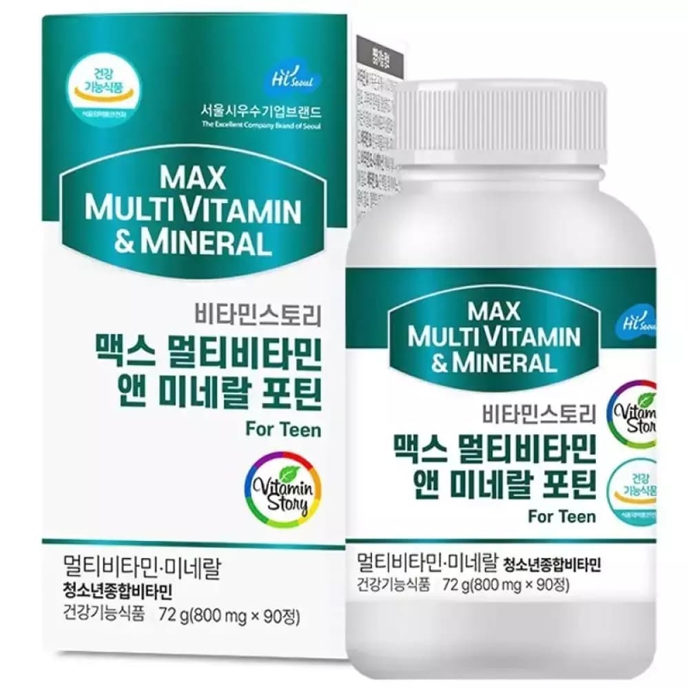 미네랄 포틴 청소년 종합영양제 아미노산 DHA분말 유산균혼합 홍삼 결명자 클로렐라 비타민K 90정  1개