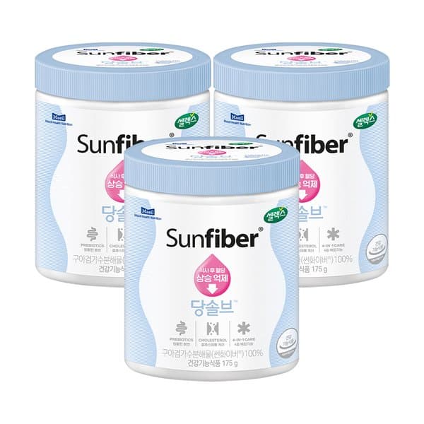 셀렉스 헬스뉴트리션 썬화이버 혈당케어 당솔브 175g 3캔 멀티 고함량 영양제