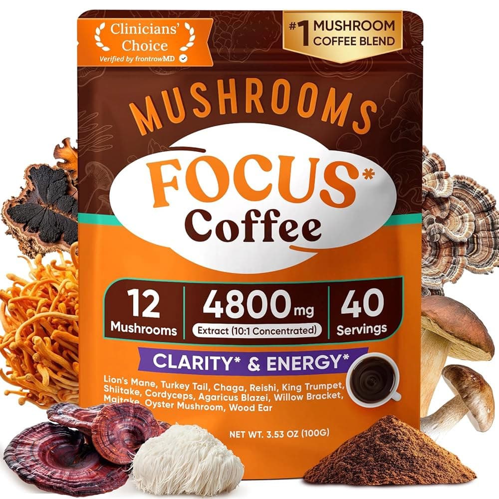 벤처 팔 슬림 버섯 커피 버베린 시나몬 예르바 메이트 &amp; 강황을 곁들인 인스턴트 체중 관리  3.53 Ounce (Pack of 1)  1-Focus Coffee