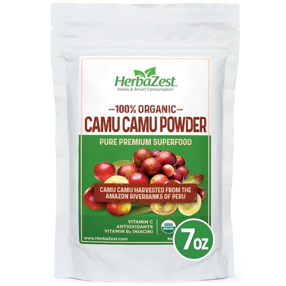 Camu 파우더 198.4g(7온스) USDA 인증 GMO 프리 및 글루텐 영양이 풍부하고 비타민 C의 의 공급원 스무디 아이스 캔디 등에 적합  198.4g  1개