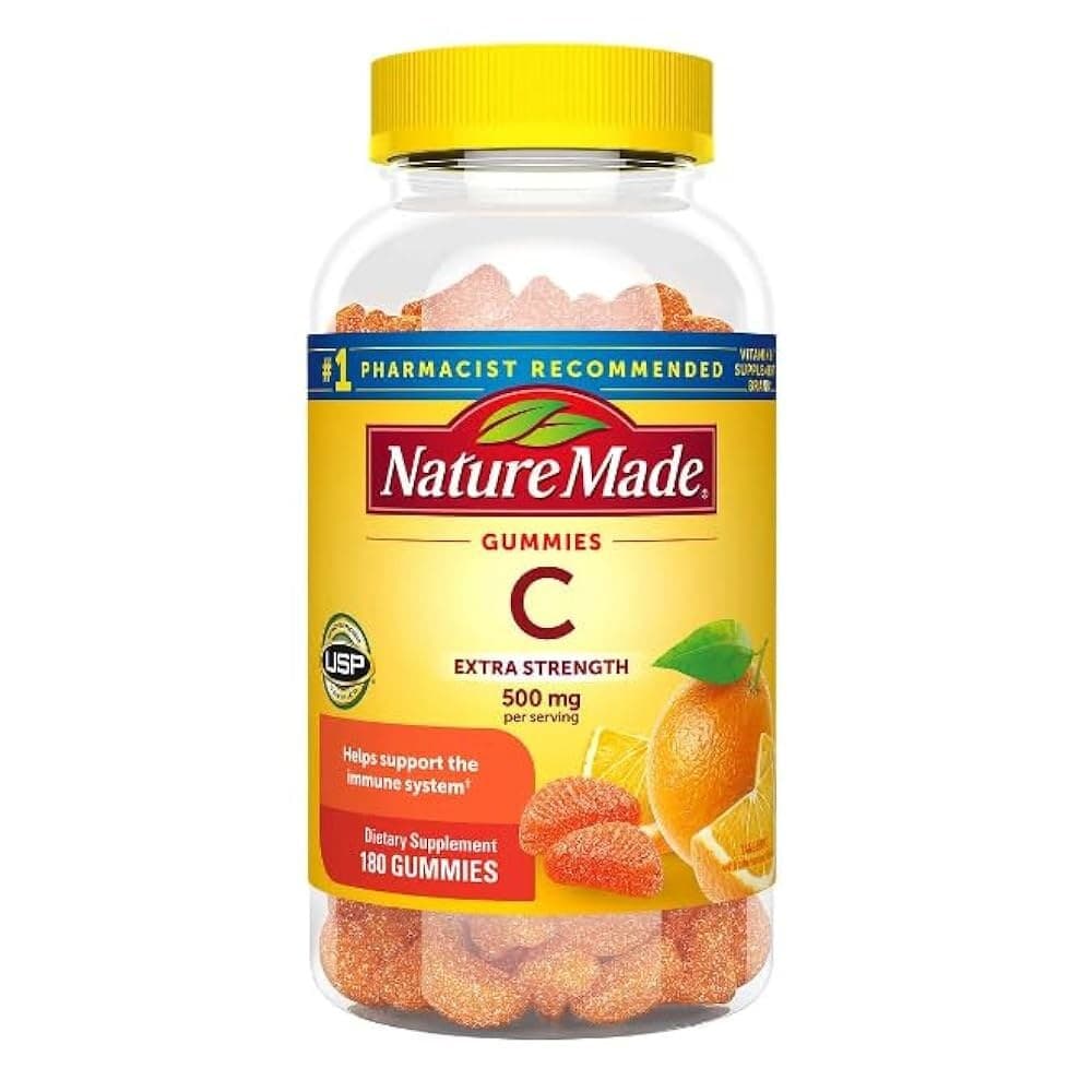 Nature Made 비타민 C 엑스트라 스트렝스 1회 제공량당 500mg 면역 지원을 위한 식이 보충제 젤리 180개 90일 분량  1개