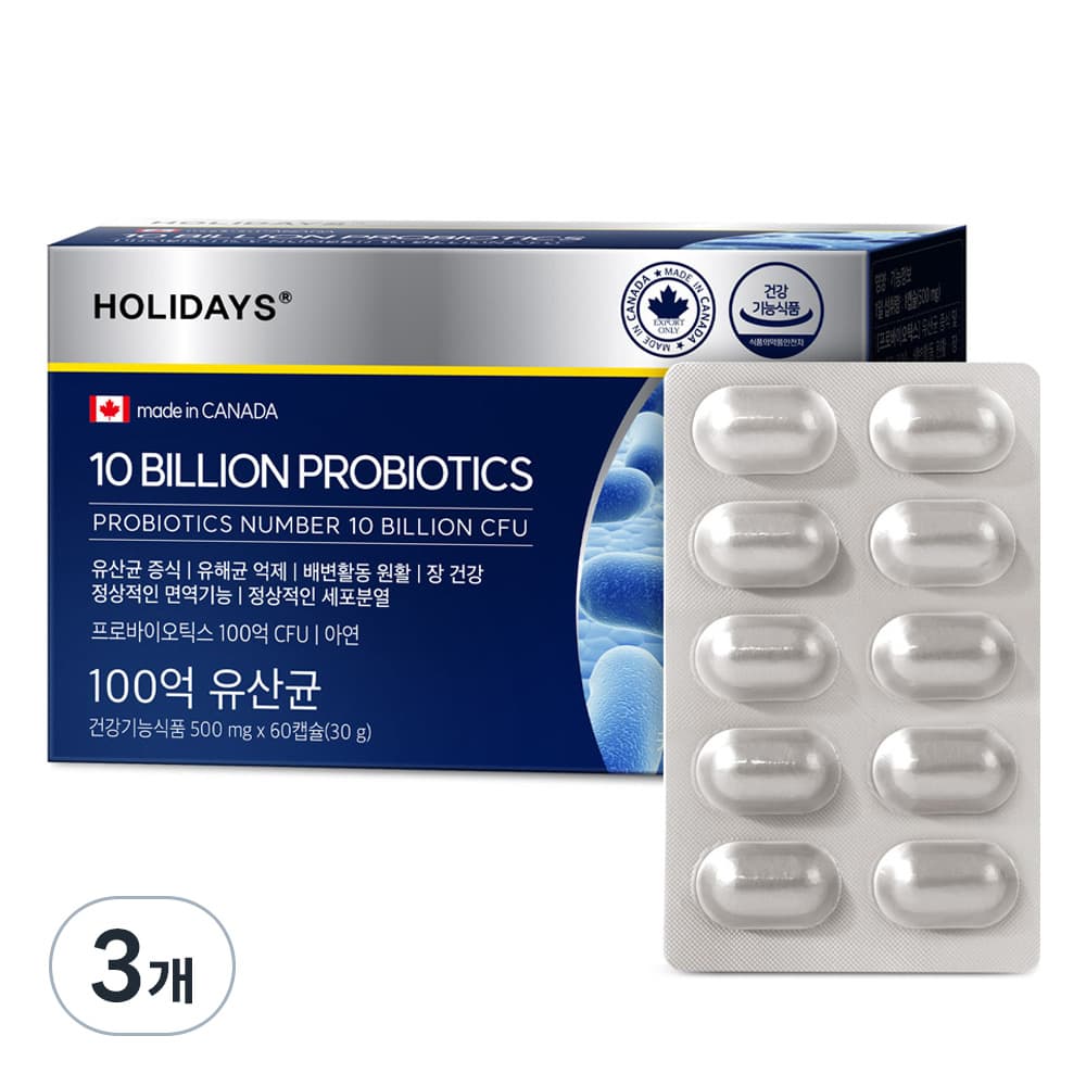 홀리데이즈 100억 유산균 30g  60정  3개