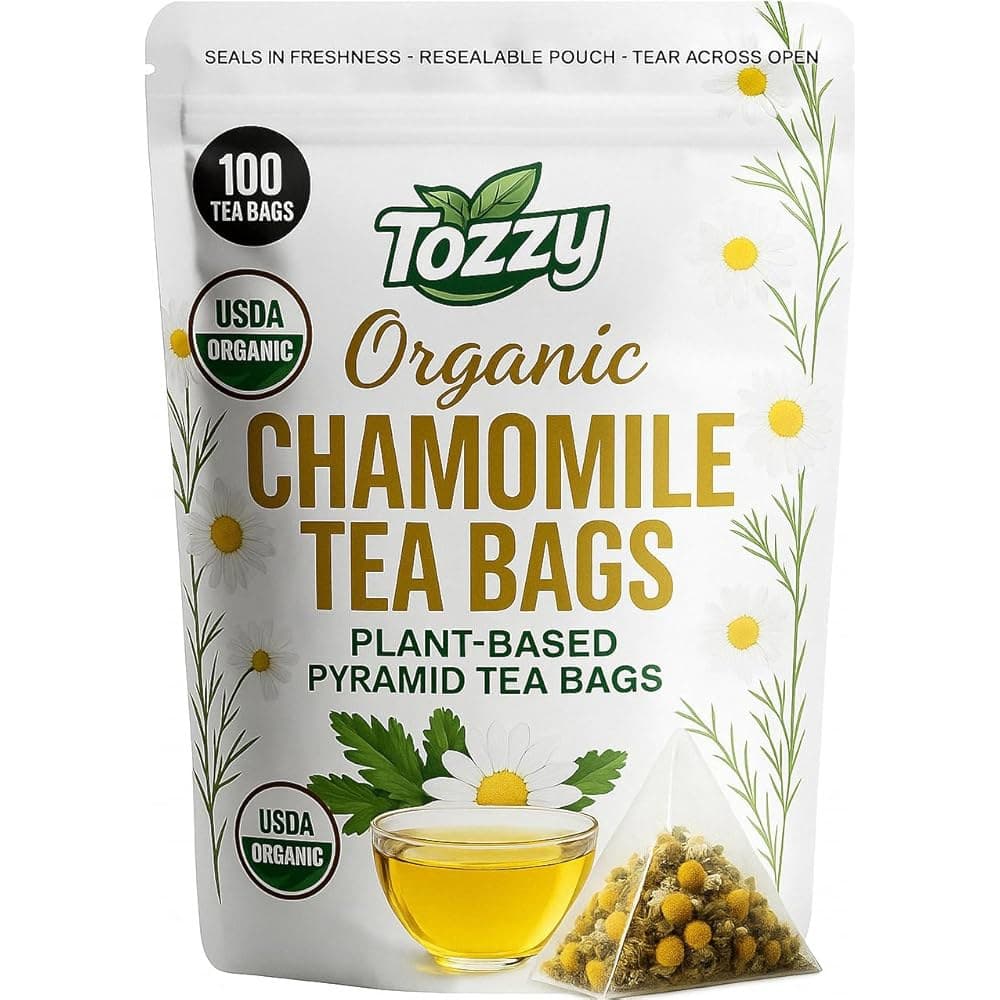 토지 강황 진저 &amp; 시나몬 티 u2013 100 카운트 식물성 피라미드 티백  Chamomile