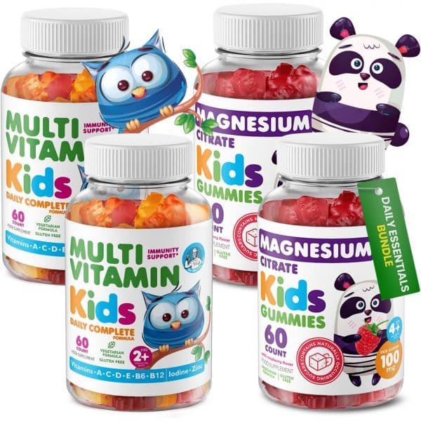 DR. MORITZ Kids Magnesium Gummies 60 Count 2 Pack and Kids Multivitamin Gummies 60 Count 2 Pack  Ass