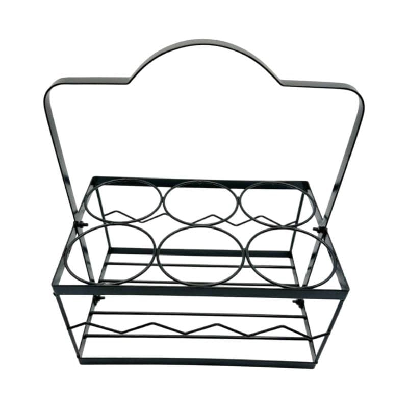 GHSHOP 휴대용 맥주 캐리어 바구니 6 병 음료 주최자 철분 편리한 맥주 홀더 와인 캐리어 파티 KTV 수집  철  25x17x29cm  검은색