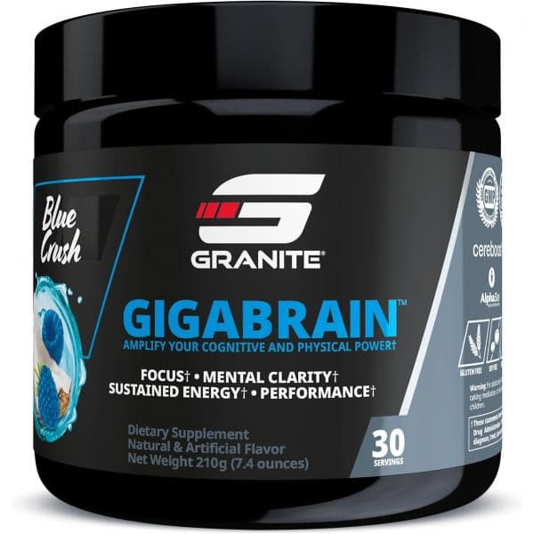 그라나이트 뉴트리션 기가브레인 누트로픽 에너지 파우더 세레부스트 알파GPC 엘레이트ATP 인지 집중 보조제로  블루 크러쉬