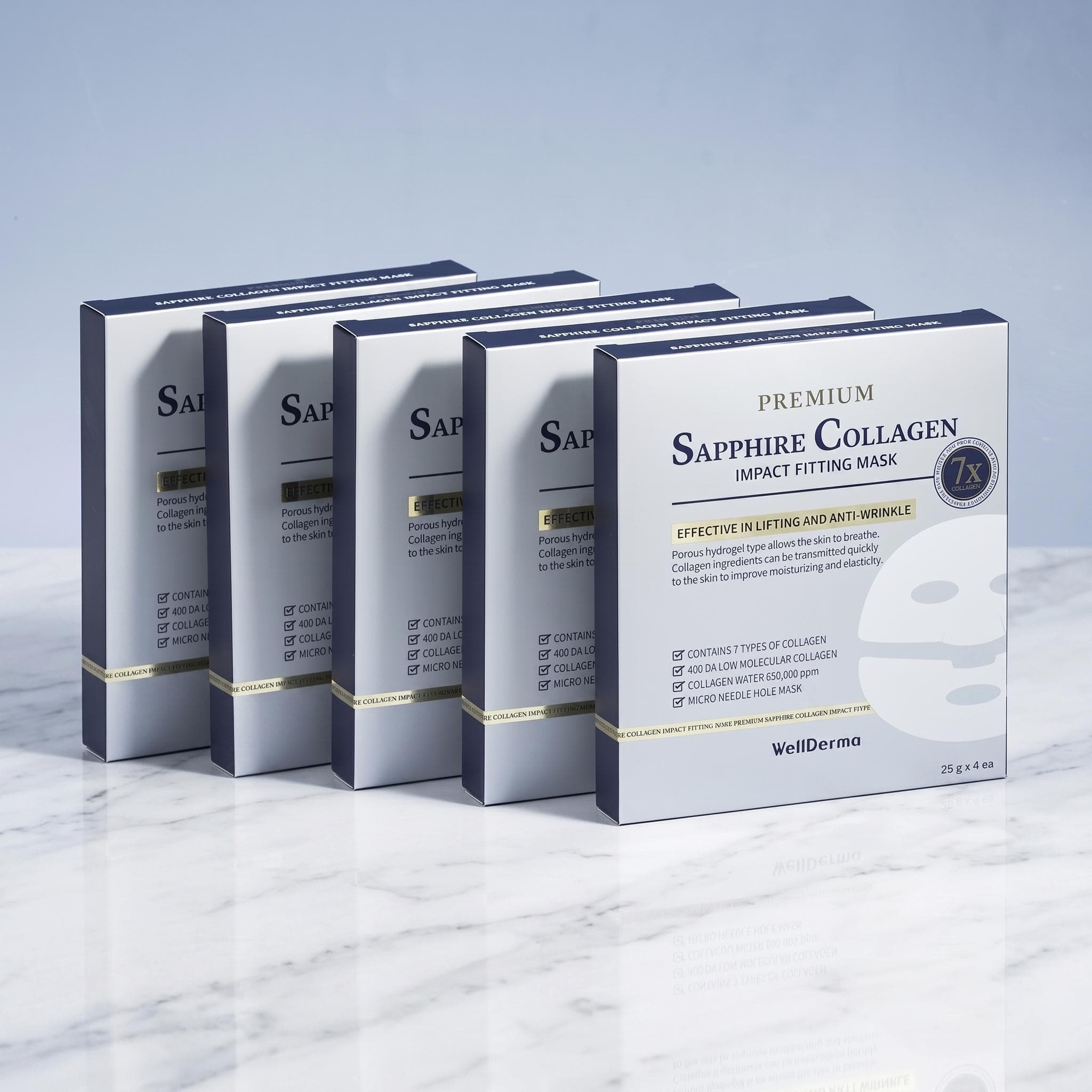 웰더마 5박스 20매 수분보충 1일1팩 패드 콜라겐 토너 마스크 피팅 60매 사파이어  5개  20개입