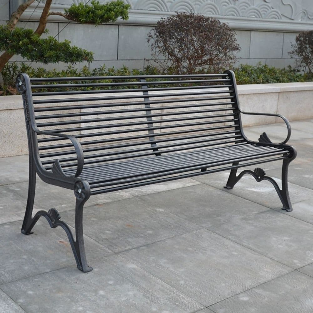 철제 벤치 2인용 공원 테라스 의자 등받이 카페 정원  G. 매실 꽃 발발 철분 발 파이프 1.8