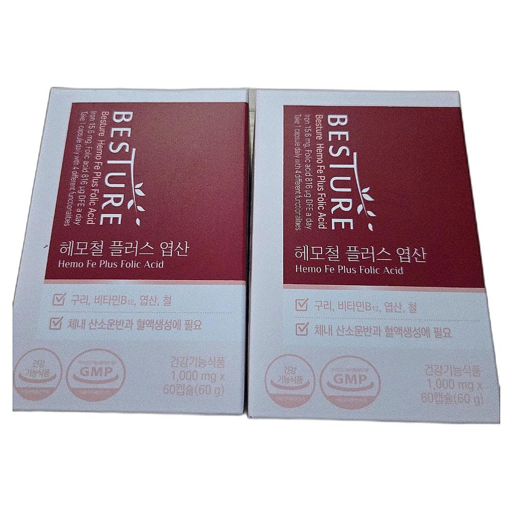 캡슐 철분 베스처 비타민D 플러스 엽산 식품 국내정발 기본형 60캡슐 3개  1개  60정