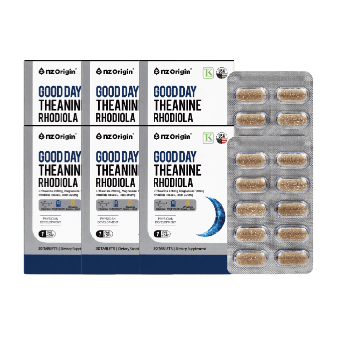 테아닌 홍경천 효능 로디올라 마그네슘 L테아닌 락티움 로사빈 감태 추출물 발효보리 벚나무열매 엔젯오리진 굿데이 테아닌 로디올라 30정 6통  6박스